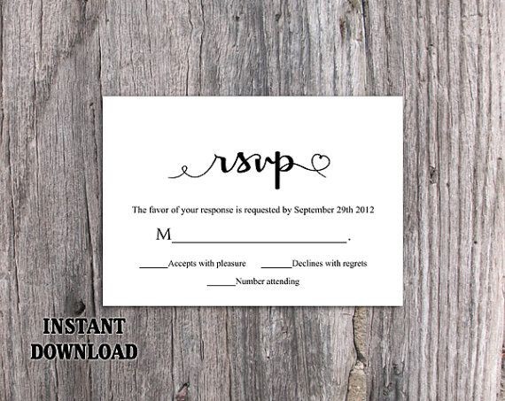 DIY Wedding RSVP Template Download Printable Rsvp Cards Free