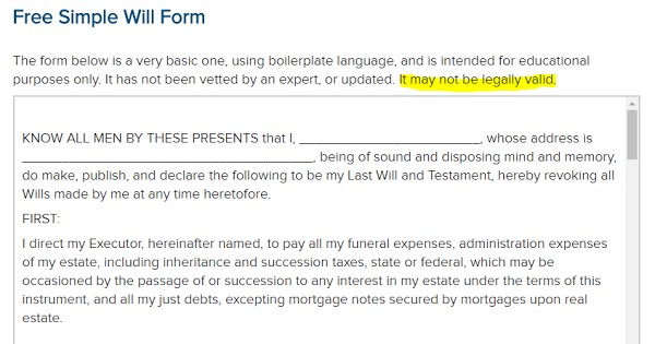 Do Not Use Free Will Forms In Oregon Simple Form