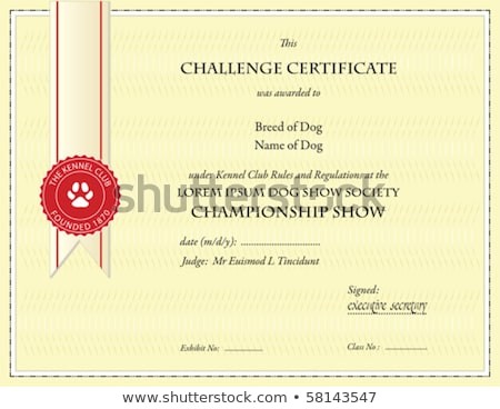 Dog Championship Certificate Template Stock Vector Royalty Free Show
