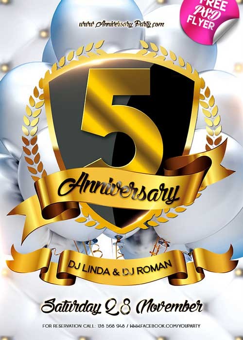 Download Anniversary Party Free PSD Flyer Template Psd