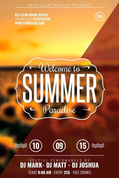 Download Free Flat End Of Summer Minimal Flyer Template Psd