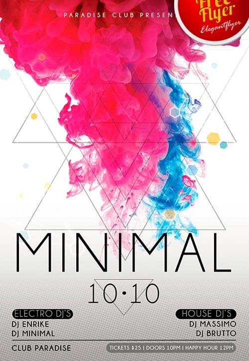 Download Free Minimal Electro Flyer PSD Template Psd