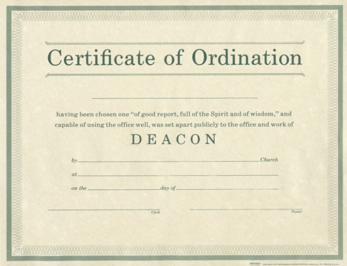 Download Free Minister Ordination Certificate Template Gallery License