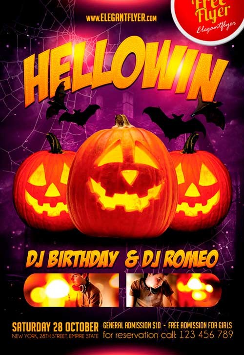 Download Halloween Party Free Flyer PSD Template Psd