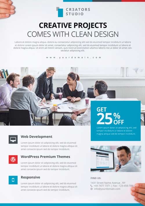 Download Modern Business Free PSD Flyer Template For Photoshop