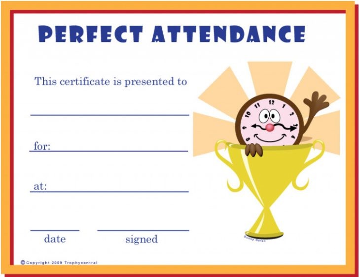 Download Now Free Printable Perfect Attendance Template Images