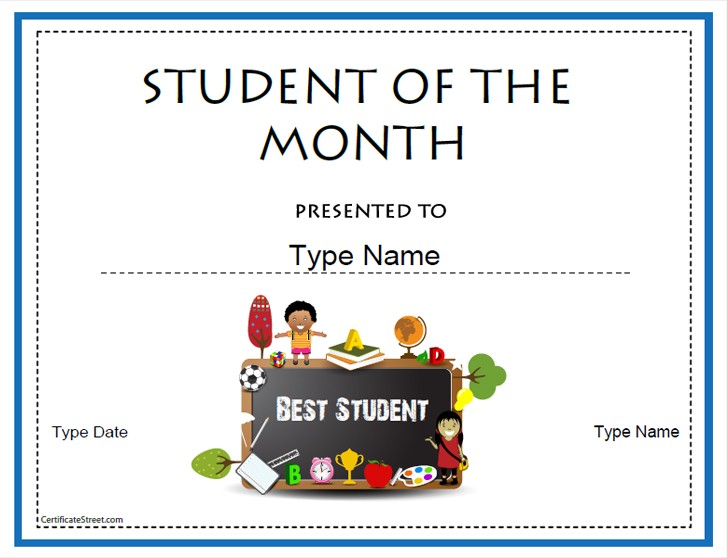 Downloadable Student Of The Month Certificate Templates Free Award Template