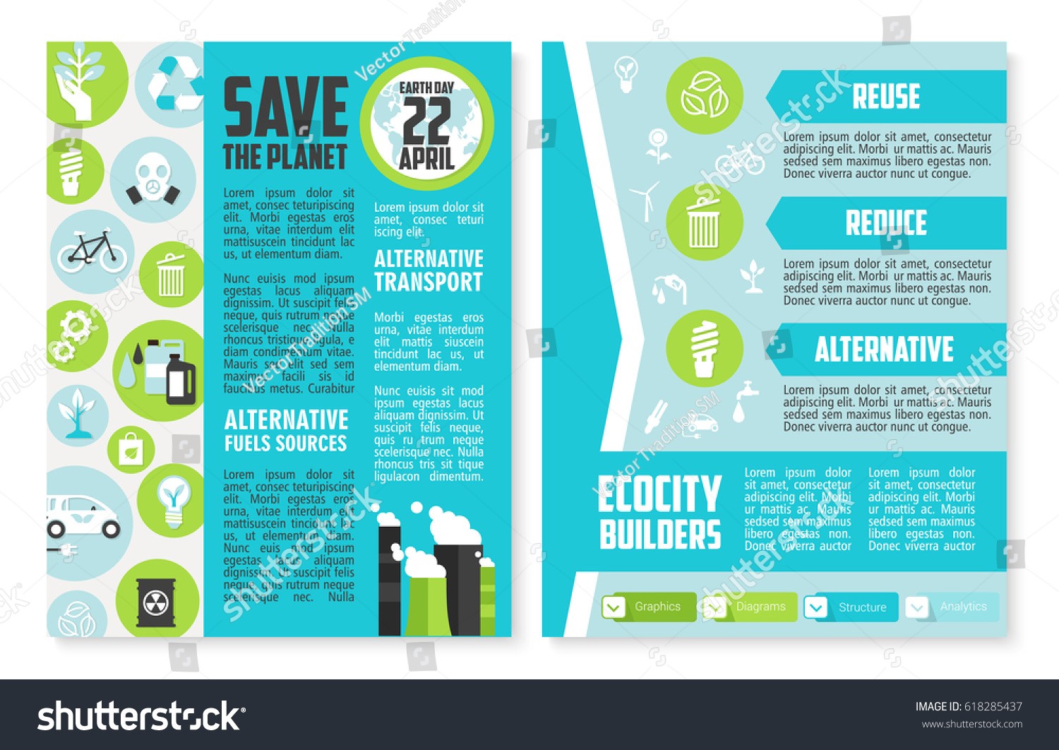 Earth Day Brochure Template Save Planet Stock Vector Royalty Free Templates