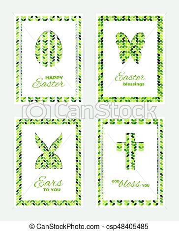 Easter Gift Cards Template Of Greeting White Isolated Card