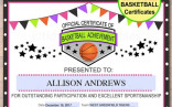 EDITABLE Basketball Certificates INSTANT DOWNLOAD Etsy Printable Sports