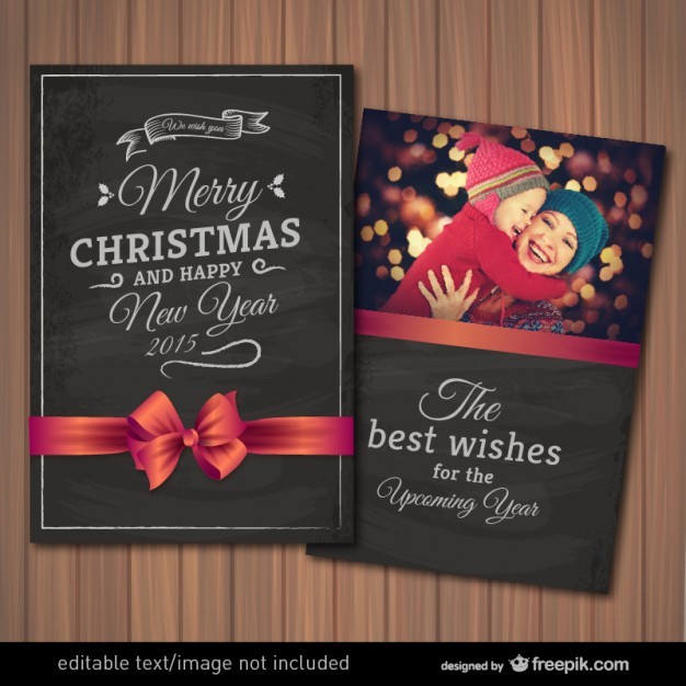 Editable Christmas Card With Photography Frame Vector Free Download Templates For