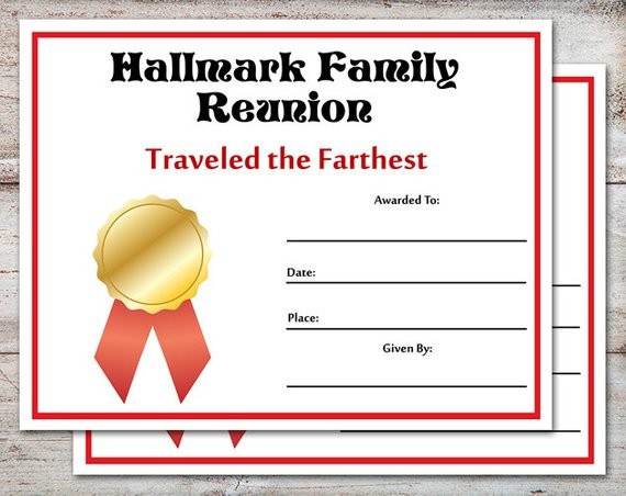 EDITABLE Family Reunion Awards Certificates Etsy Award
