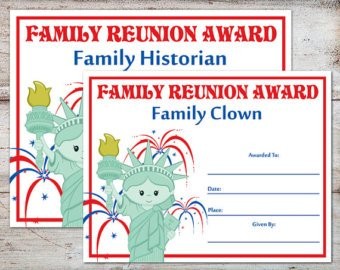 EDITABLE Family Reunion Awards Certificates Etsy Printables