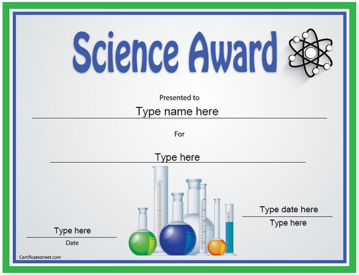 Education Certificates Science Award Template Com