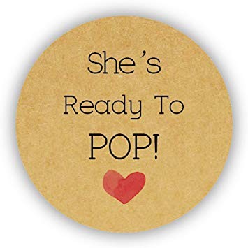 EKunSTreet 48x Round She S Ready To POP Heart Baby Shower About Pop Popcorn Labels