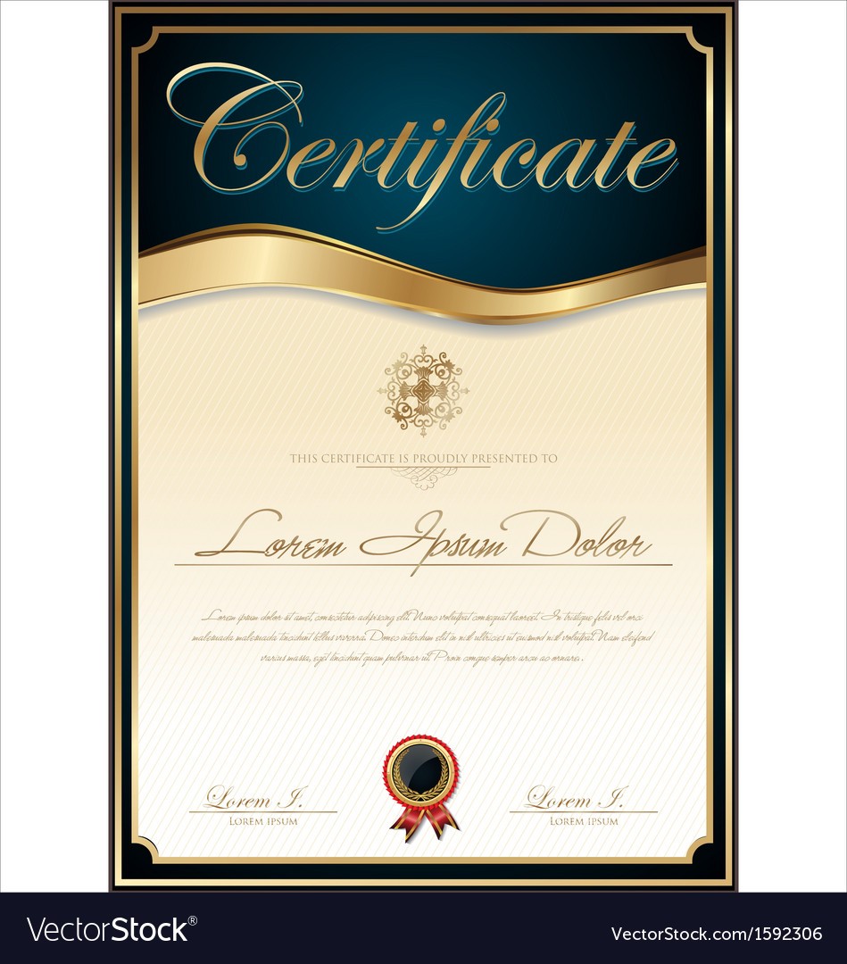 Elegant Blue Certificate Template Royalty Free Vector Image
