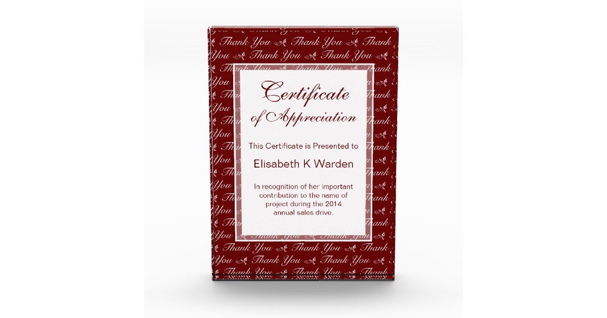 Elegant Custom Color Certificate Of Appreciation Award Zazzle