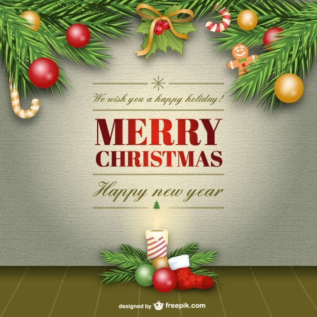 Elegant Merry Christmas Card Vector Free Download In
