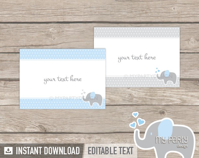 Elephant Boy Baby Shower PRINTABLE Food Labels My Party Design