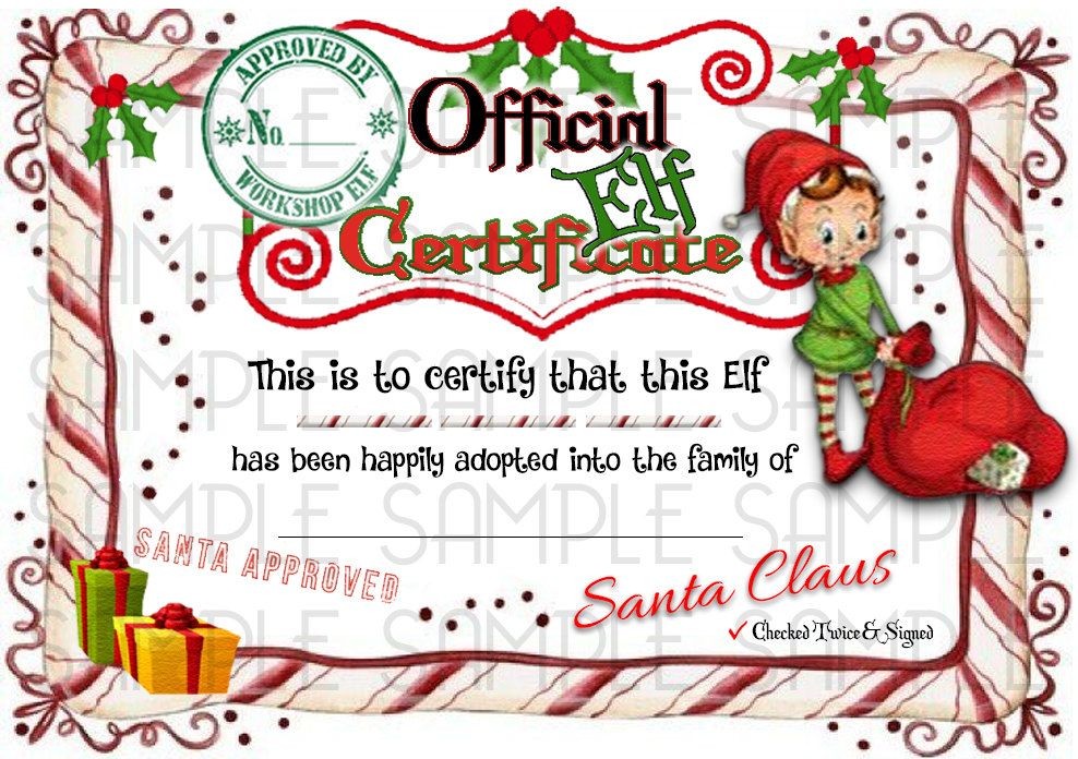ELF Shelf Rudolph Reindeer Adoption Certificate Digital Download Elf On The