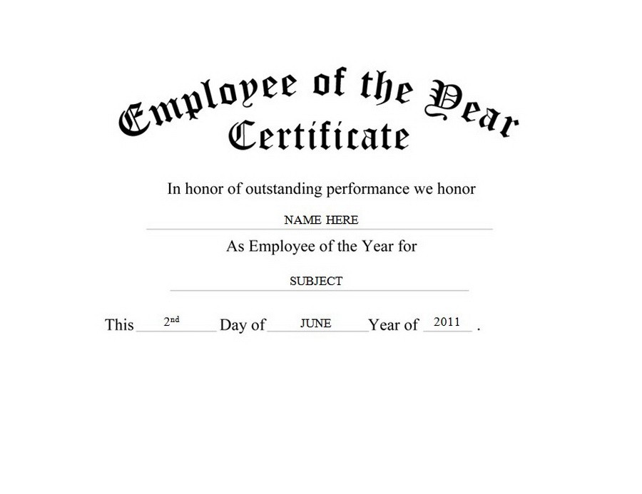 Employee Of The Year Certificate Free Templates Clip Art Wording Template