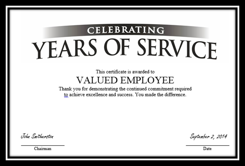 Employee Work Anniversary Certificate S