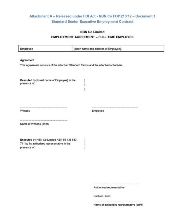Employment Contract Template 15 Free Sample Example Format
