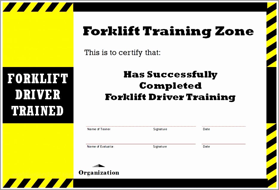 Equipment Operator Certification Card Template Elegant Forklift