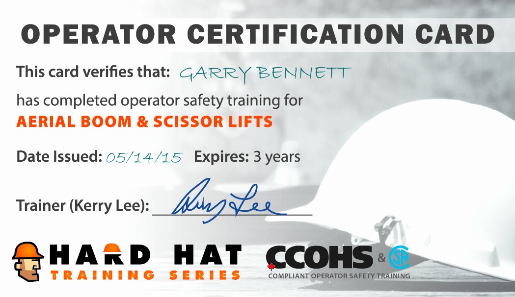 Equipment Operator Certification Card Template New Aerial Lift