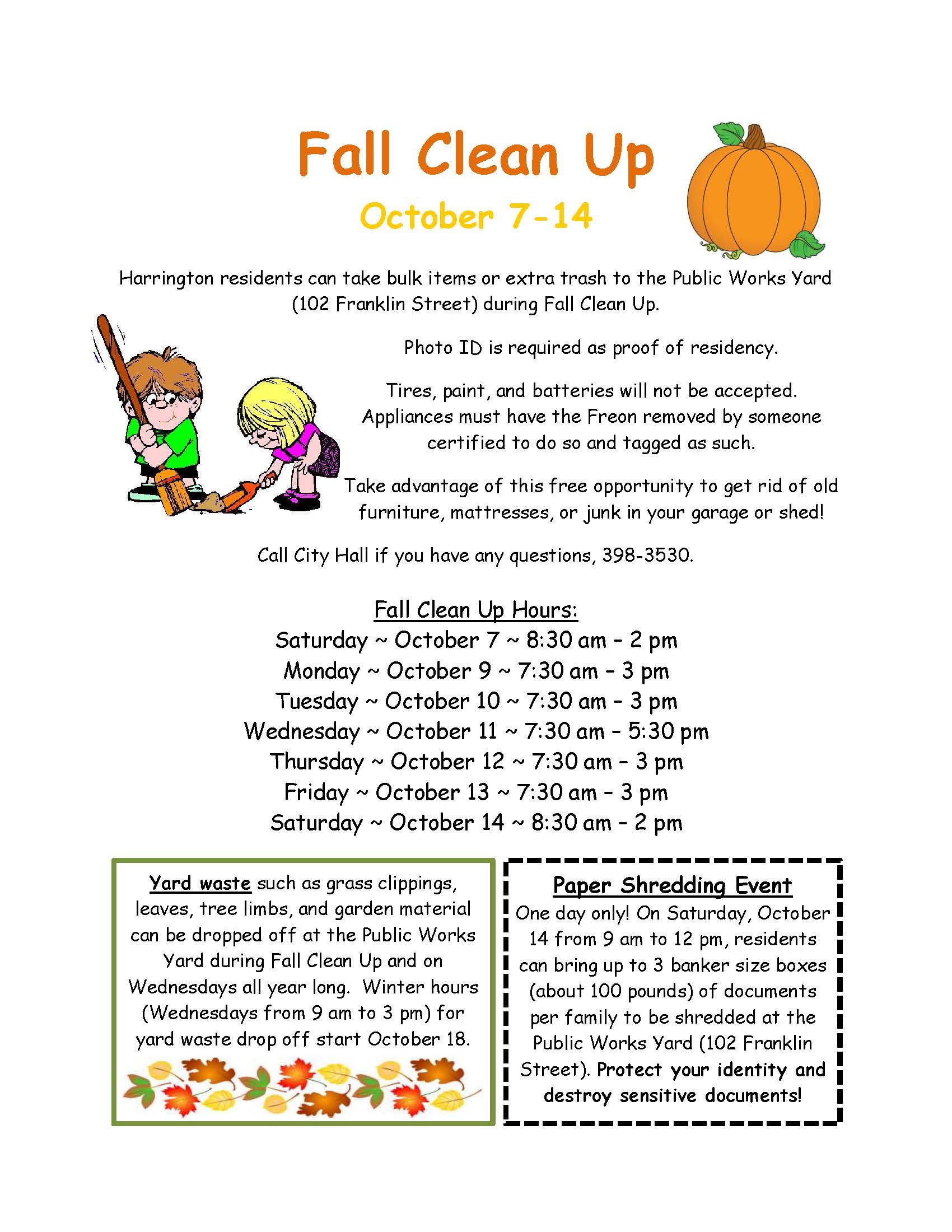 Events City Of Harrington Kent County Delaware Fall Clean Up Flyers