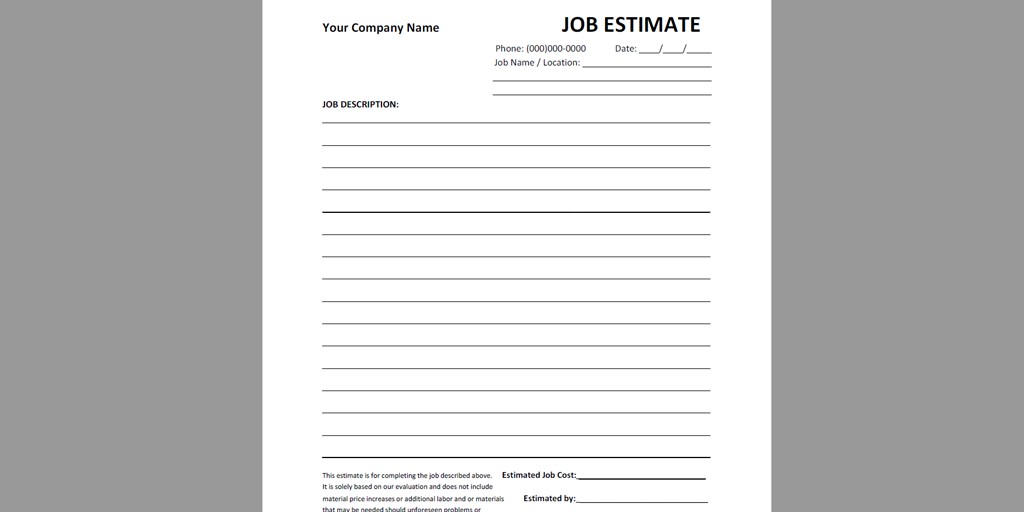 Every Free Estimate Template You Need The 14 Best Templates Job Sheet