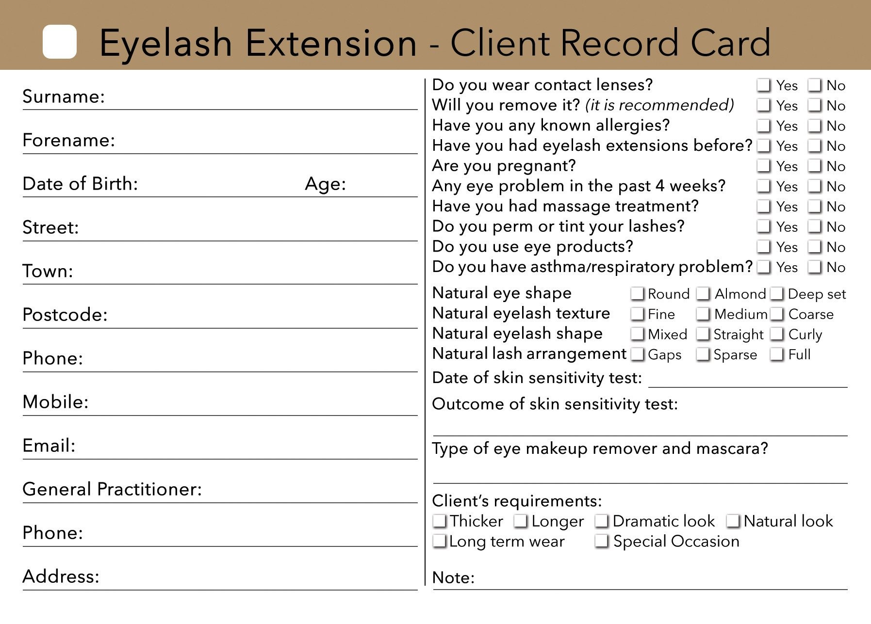Eyelash Extension Gift Certificate Template Client