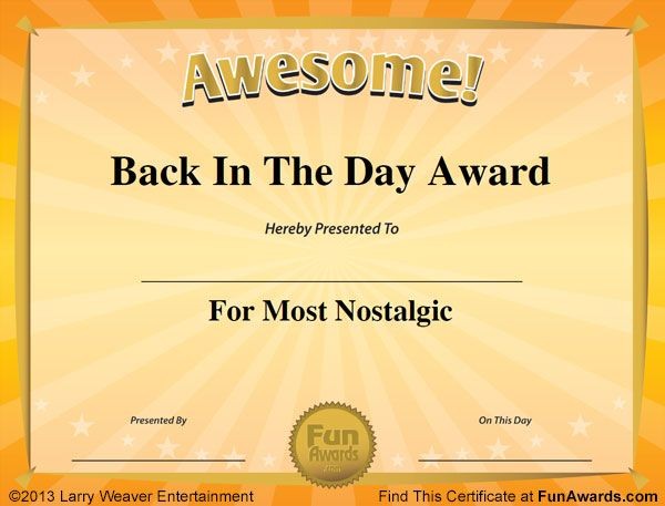 Fake Awards Certificates Free Printable Award Certificate