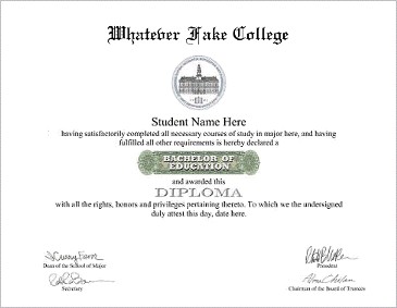 Fake College Degrees BA BBA BEd BN BS AA As Degree Template
