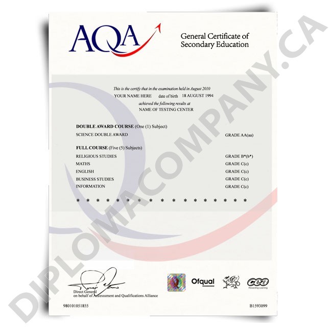 Fake GCSE Certificate DiplomaCompany Ca Novelty Certificates