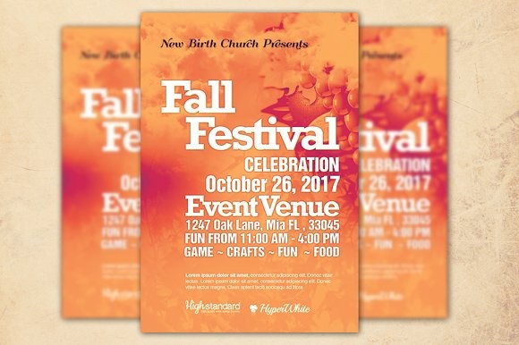 Fall Festival Church Flyer Template Templates Creative Market Art Flyers
