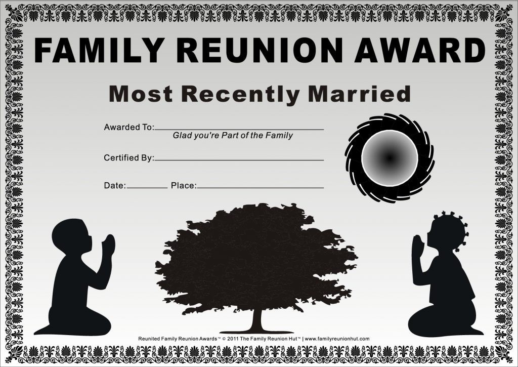 Family Reunion Certificate Template Hero Award Down South Awards