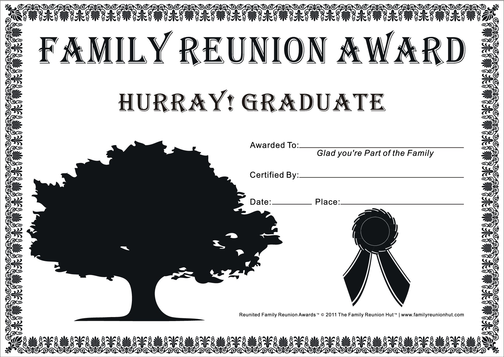 Family Reunion Certificates Hope Tree 16 Is A