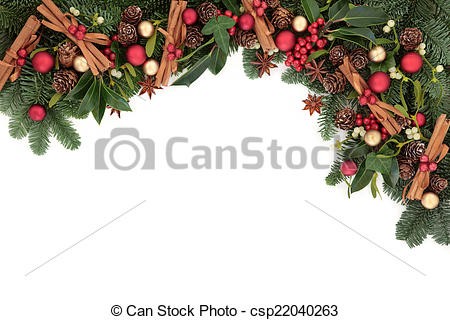 Festive Christmas Border Background With Cinnamon Ivy