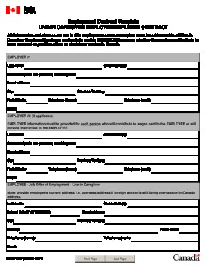 Fillable Online Northernleaf Employment Contract Template LIVE IN Live In Caregiver Form