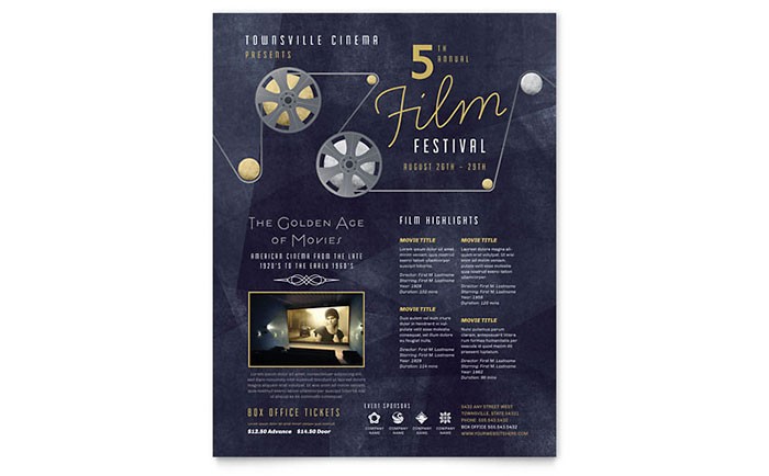 Film Festival Flyer Template Design Brochure