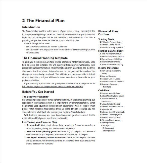 Financial Business Plan Template 13 Free Word Excel PDF Format Simple