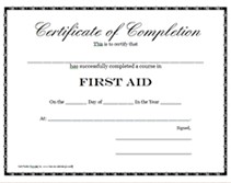 First Aid Certificate Printable S Training