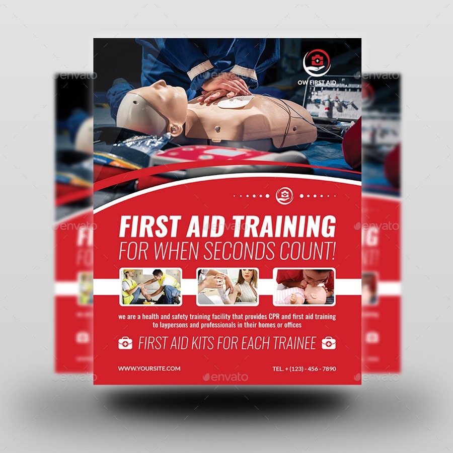 First Aid Flyer Template By OWPictures GraphicRiver Brochure