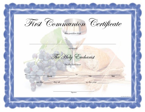 First Communion Certificate Free Printable AllFreePrintable Com