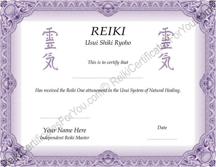 First Degree Reiki Certificate Templates Template