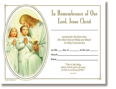 First Holy Communion Sacramental Cards Certificates Autom Certificate