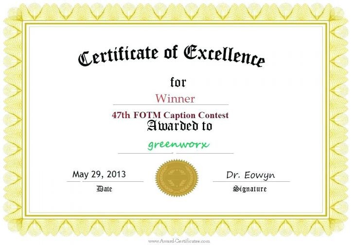 First Place Award Certificate Template Word 2nd