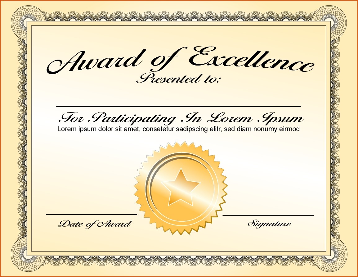 First Place Certificate Original Award