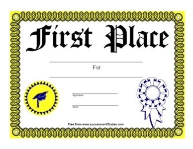 First Place Certificate V5 Winner Award